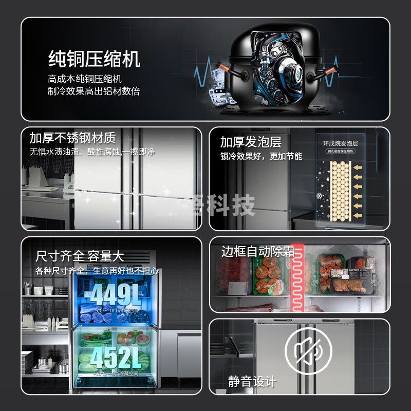 金佰特 KING BETTER 商用冰柜四门 大容量立式冷冻冰箱 不锈钢四开门饭店厨房酒店 冷冻款LLD-4