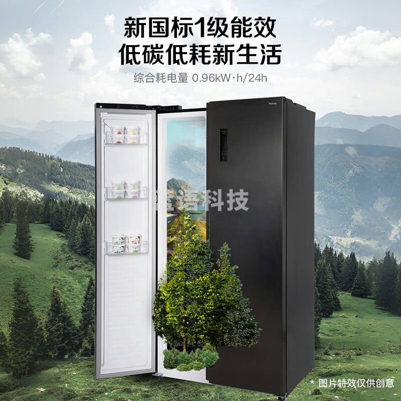 松下（Panasonic）632升对开门双开门冰箱一级能效风冷无霜变频抗菌 大容量节能家用NR-EW63MPA-B