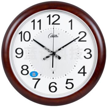 康巴丝电波钟钟表石英钟卧室挂钟静音扫描第三代智能电波石英钟 6839电波钟仿木（直径46厘米）