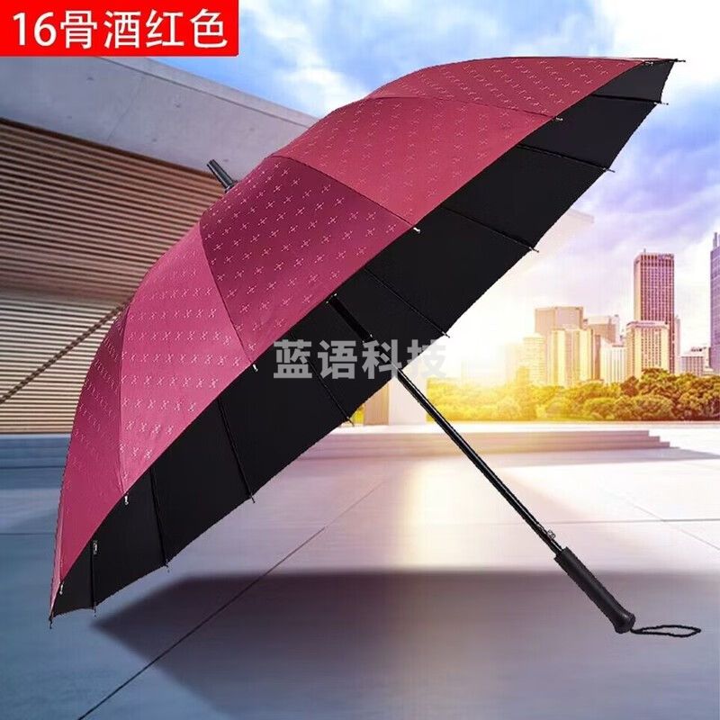 天堂伞 长柄伞13039E直杆伞简约商务16骨纯色半自动双人雨伞直柄伞碰击布黑胶防紫外线晴雨伞 酒红色【马赛克】黑胶晴雨两用款