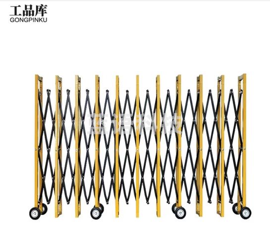 工品库 可移动式折叠伸缩围栏 电力施工交通隔离栏 学校仓库安全围挡 1*5米黄黑铝材款310030