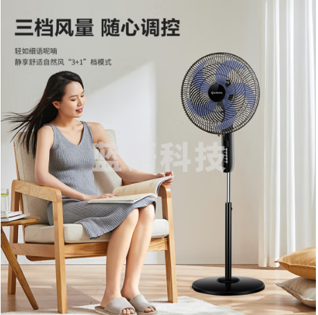 艾美特（Airmate）五叶大风量遥控落地扇/立式通风家用静音节能电风扇/定时遥控风扇FSW52R