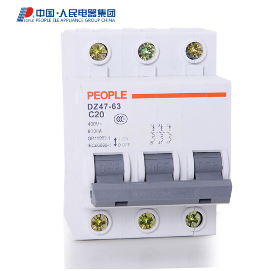 人民电器DZ47-63/3P(20A)断路器空气开关