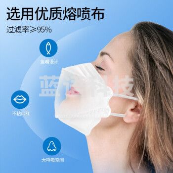 海氏海诺 一次性kn95口罩 防尘无纺布防护成人口罩 柳叶型30只装独立包装 KN95口罩鱼嘴型白色
