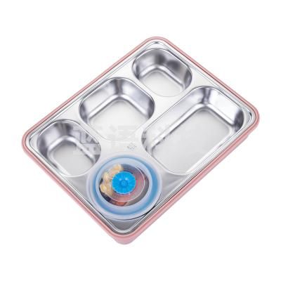 津御商厨YC-2L加厚304不锈钢保温饭盒5套/组 成人餐盒白领便当盒 上班族快餐盒分格餐盘