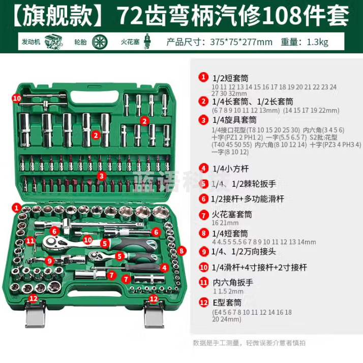 保联 汽修套筒扳手套装汽车组套全套工具套修车棘轮大飞108件套