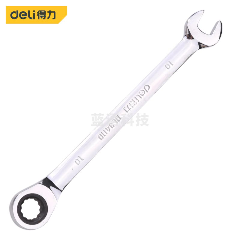 得力DL34110镜面棘轮两用快扳手10mm