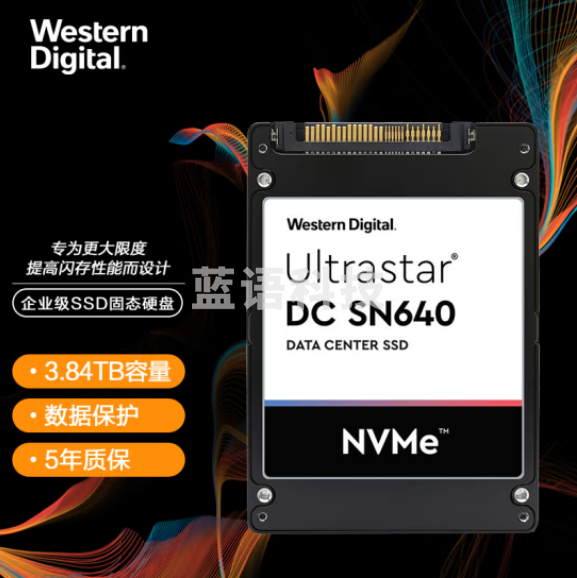 西部数据(Western Digital) 7.68TB 企业级SSD固态硬盘 U.2接口（NVMe协议）SN640系列 WUS4BB076D7P3E3