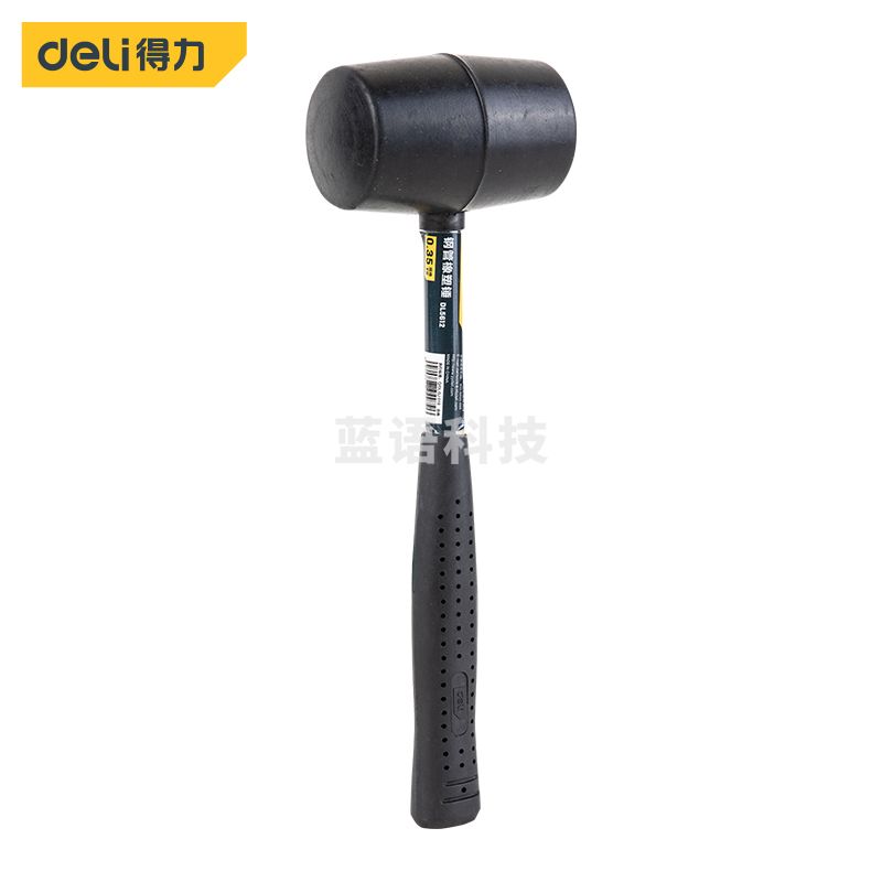 得力DL5612 橡塑锤钢管柄橡胶锤子安装锤橡皮榔头12oz