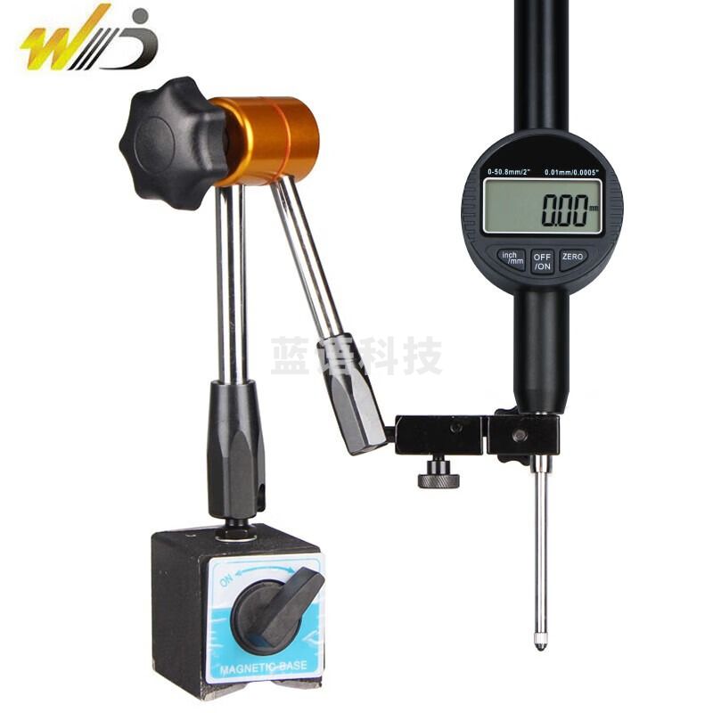 韦度（WD）万向磁性表座数显表一套高精度百分表千分表磁力支架底座表架套装 WCZ-6B+数显百分表0-50.8