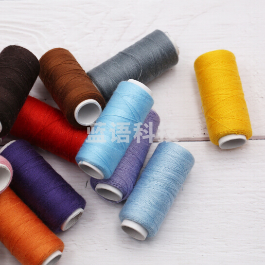小卷彩色家用手工缝衣线 缝纫机线402涤纶白线细线黑色手缝针线 5个/组