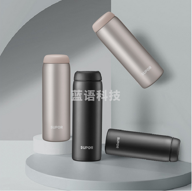 苏泊尔KC38FP10 暖意系列保温杯380ml 典雅黑/玫瑰金