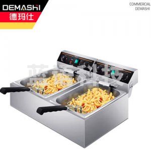 德玛仕 DEMASHI DMS-DZL102D  电炸炉 商用小吃油炸锅 油炸油条薯条电炸锅油炸炉炸串 双缸20升 多挡定时