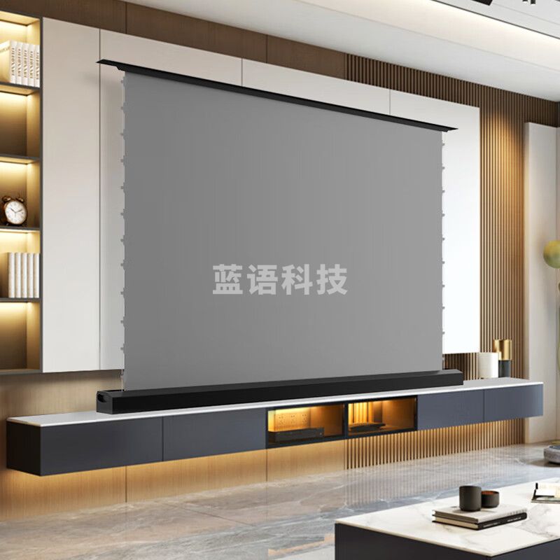 联想（Lenovo）电动地升幕布 抗光家用地拉式拉线高清语音声控自动升降可移动免打孔投影仪幕布100英寸DS01