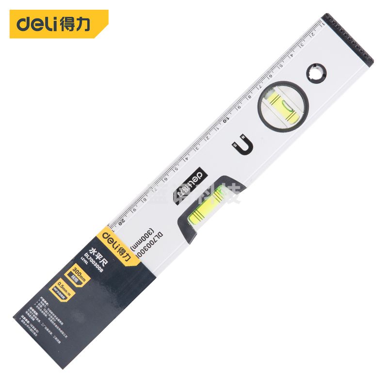 得力DL700300B 强磁性水平尺铝合金水平测量尺水平仪300mm