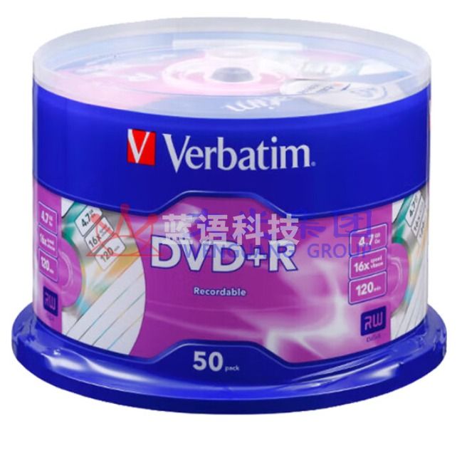 威宝 DVD+R 光盘/刻录盘 16速4.7GB 雾银素面 桶装50片/97174 （可当天配送发货）