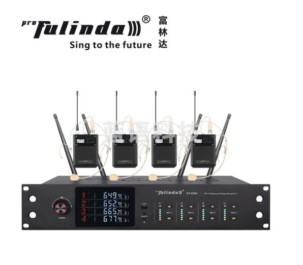 富林达（proFulinda） KT-5004一拖四真分集无线话筒远距离300米舞台婚庆无线话筒 四头戴系列