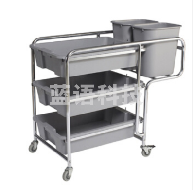 白云 AF08168 清洁酒店餐厅宾馆移动五斗餐盘收集车餐车推车移动收餐车送餐车餐厅手推车清洁车不锈钢支架拆装