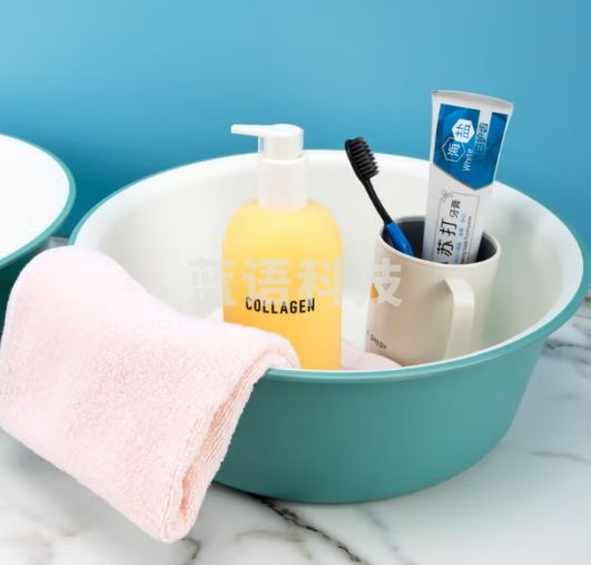 本迪34cm中号加厚双色盆 洗脸盆 洗菜盆 洗脚盆 学生塑料盆 泡脚盆