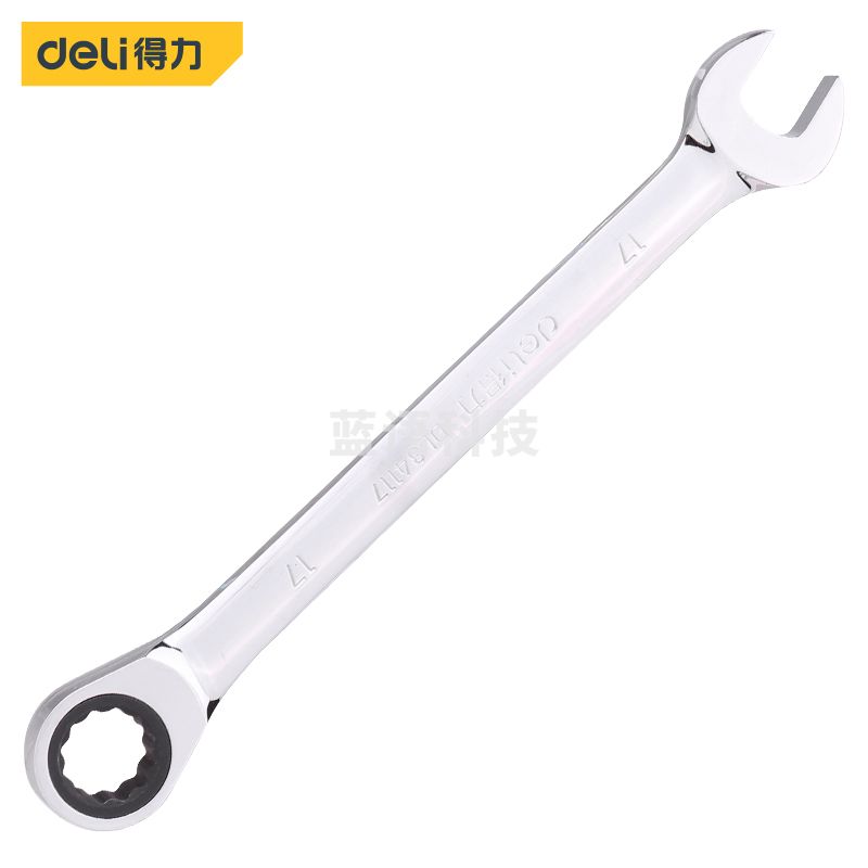 得力DL34117镜面棘轮两用快扳手17mm