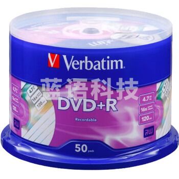 威宝(Verbatim)DVD+R 光盘/刻录盘 16速4.7GB 雾银素面 50片/桶 97174