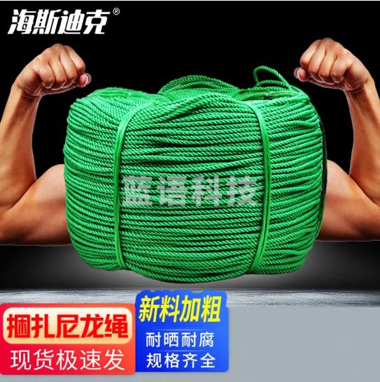 海斯迪克 尼龙绳 大棚绳货车捆绑绳 耐晒晾衣晒被绳广告绳渔网聚乙烯绳子 10mm*50m gnjz-1176
