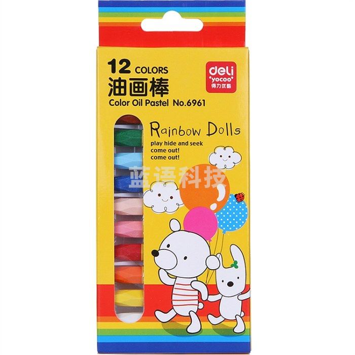 得力 6961 油画棒-12色 12支/盒 （单位：盒） 12色
