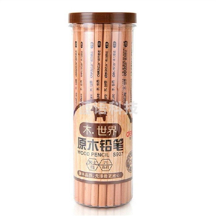 得力 S907 原木铅笔 2B 50支/桶 （单位：桶） 原木色