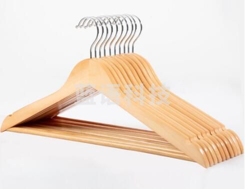 衣架 实木仿衣领衣架 西服荷木晒衣架 防滑木质衣裤架 宽肩无痕晒衣架复古木头衣撑子 10只装YX-16