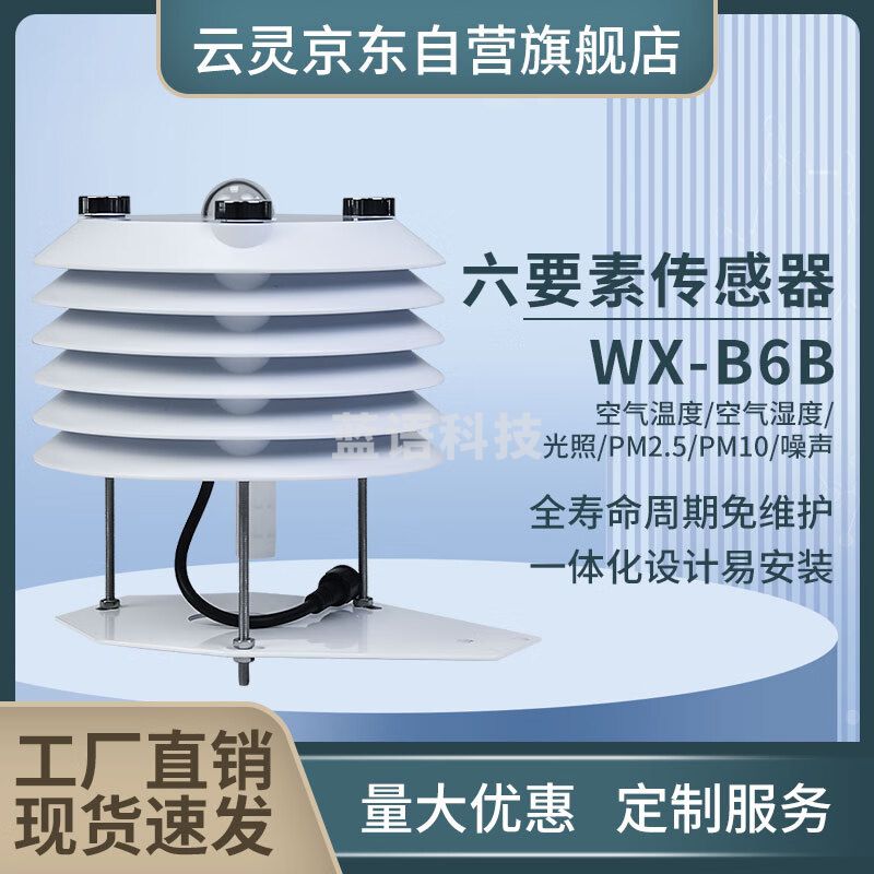 云灵百叶箱气象站光照温湿度PM2.5噪声传感器二氧化碳百叶箱 六要素B
