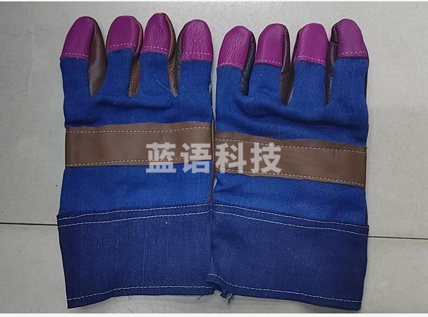 牛皮电焊手套牛仔布短款耐磨焊工手套短皮氩弧焊焊接手套海员手套(颜色随机发) 1双M&C30937