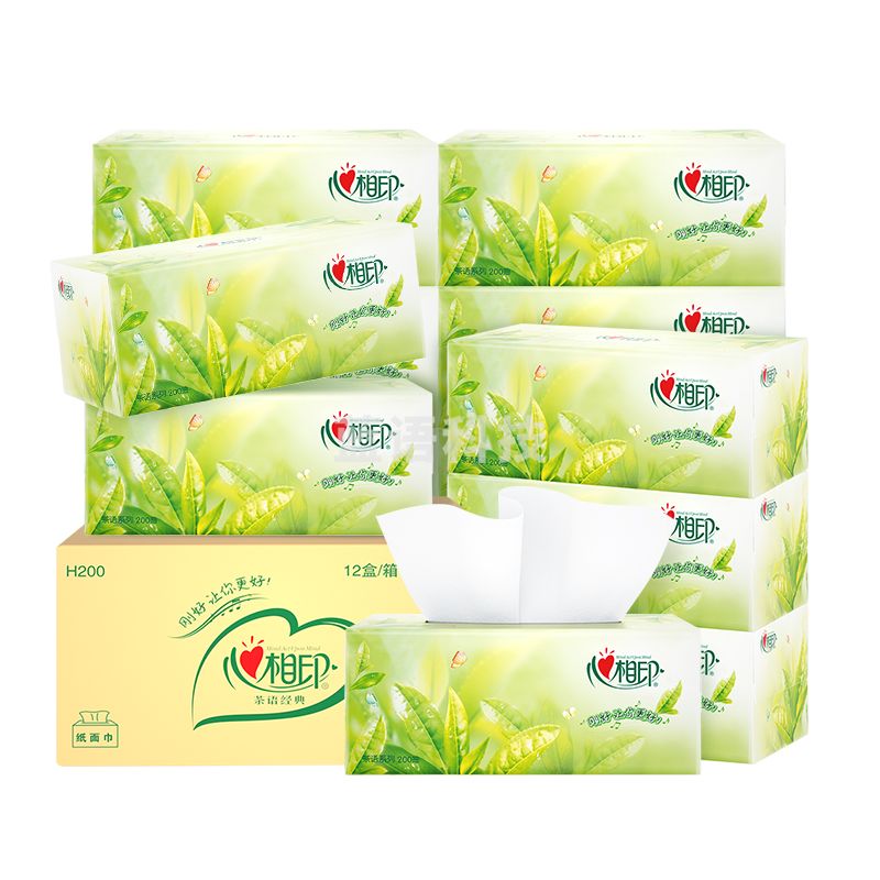 心相印盒抽纸面巾 茶语系列 2层200抽12盒整箱售卖(大规格 外观大气 接待 会场适用)H200