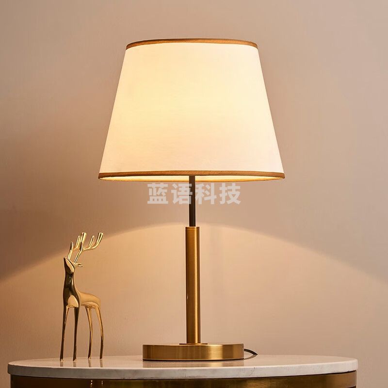 简约台灯卧室床头灯北欧轻奢客厅书房床头柜家用大号台灯 白色款 遥控开关+12瓦智能调光调色LED