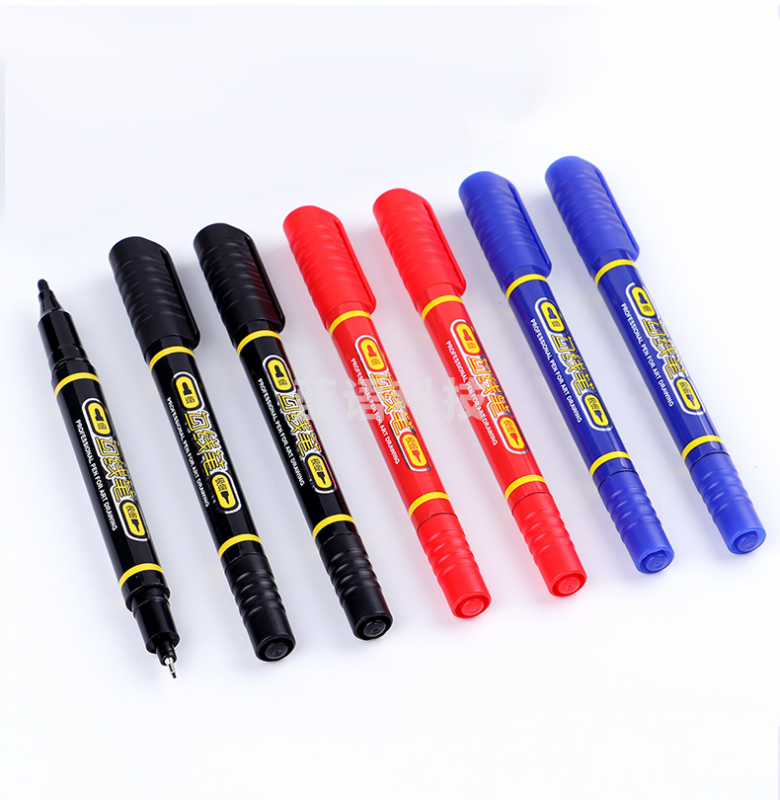 宝克（BAOKE）MP2906 小双头水性速干勾线笔 美术绘画勾线用笔 黑色 12支/盒（盒）