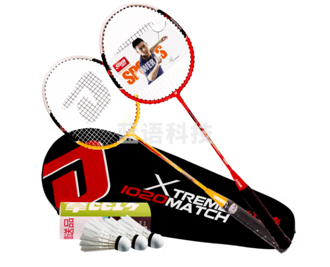 红双喜DHS羽毛球拍对拍2支装实惠训练双拍270炫彩色含手胶羽毛球