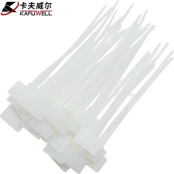 卡夫威尔 带标牌尼龙扎带小号 扎线带 理线带束线带捆扎带 2.5*100mm白色100支装标牌尺寸15*22MM OT2717G