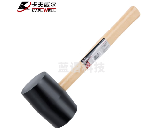 卡夫威尔 木柄橡胶锤橡皮锤检验锤 胶榔头 地板瓷砖安装锤750g HA0224E