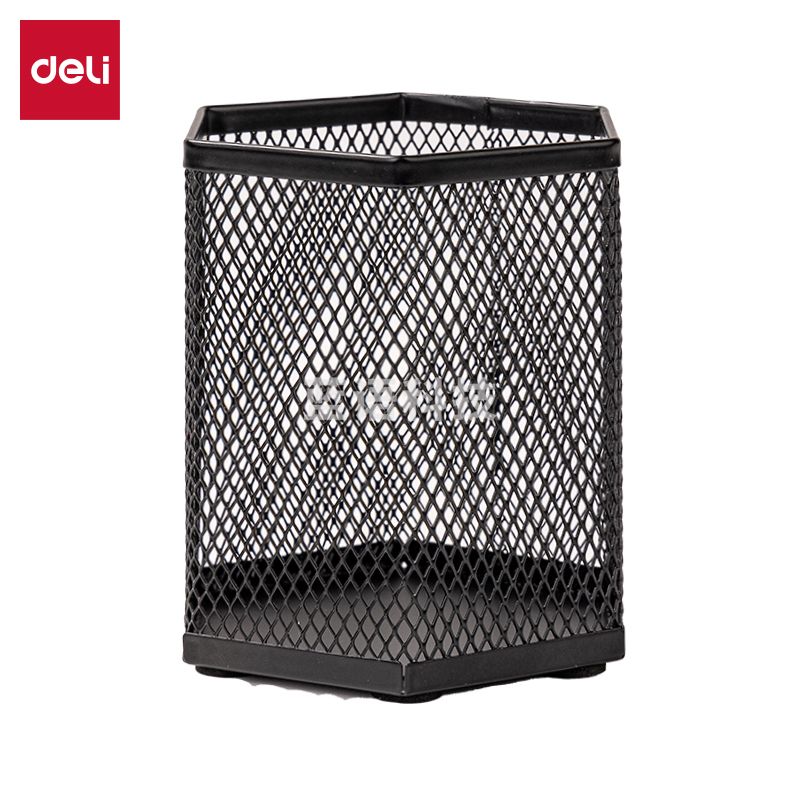 5月新品 得力(deli)金属笔筒简约桌面文具收纳盒文具收纳摆件 黑色PK910