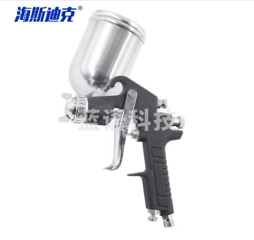 海斯迪克 气动喷漆枪汽车钣金高雾化喷壶底漆喷枪W-77-2G上壶 2.5口径黑枪