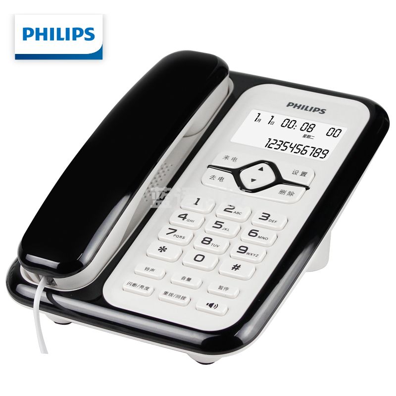 飞利浦（PHILIPS）CORD020电话机座机 固定电话 免电池 插线即用 黑色