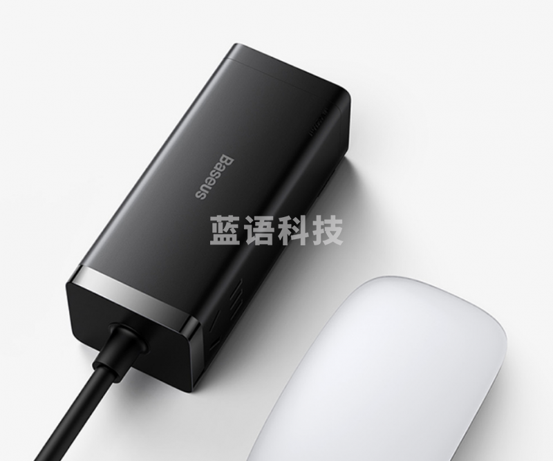 倍思 100W快充插线板氮化镓充电器 大功率智能插座usb接拖线板六孔充电头插排 适用笔记本手机家电 CCGAN100-2ACC黑