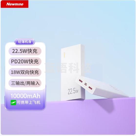 纽曼（Newmine）10000毫安时大容量22.5W超级快充充电宝 双USB 白色 RJ100 快充版