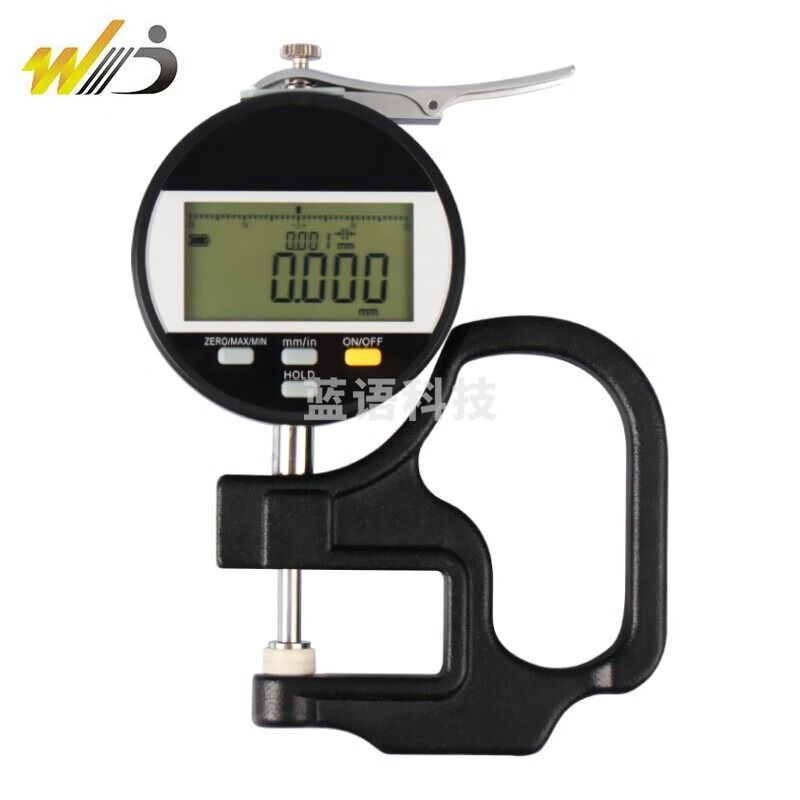 韦度（WD）数显百分测厚规高精度平头尖头0-10mm25电子千分尺纸张皮革薄膜板材千分测厚仪 平头千分测厚规 量程12.7mm 喉深30mm
