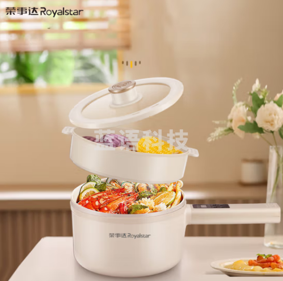 荣事达（Royalstar）电煮锅 家用多功能学生宿舍泡面电火锅蒸煮煎炒锅电热锅小电锅电炒锅 触控+蒸笼 DZG20K3