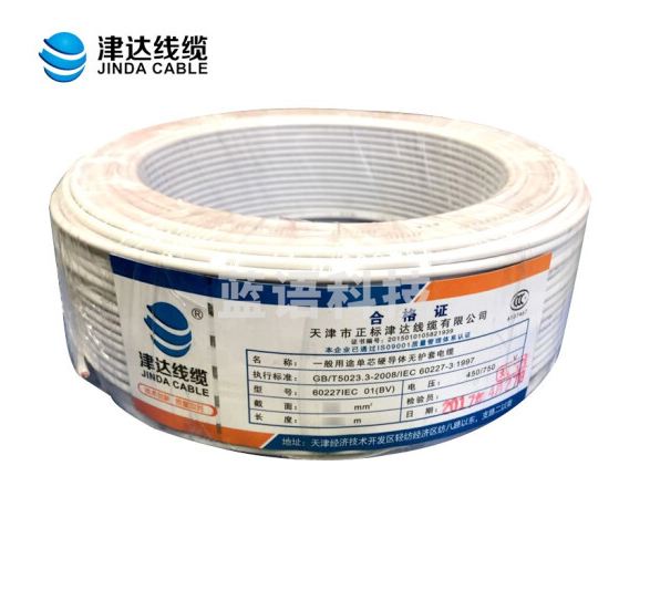 津达线缆 国标2芯多丝护套软铜线 硬线 电线 电缆 100M一盘 津达线缆 RVV2*0.5平方白色