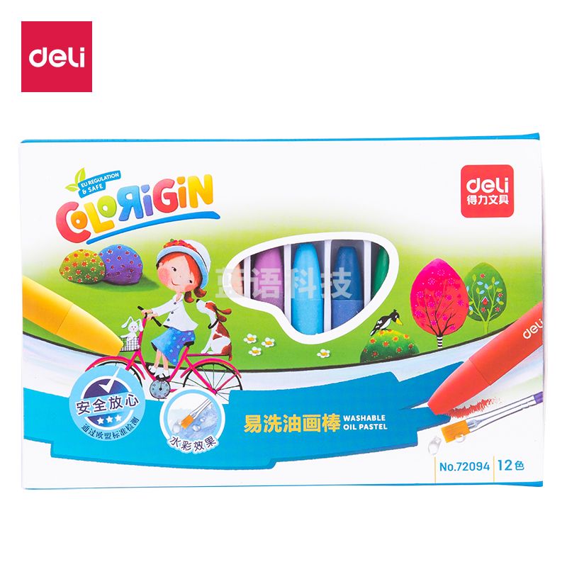 得力72094_12色易洗油画棒(混)(盒)
