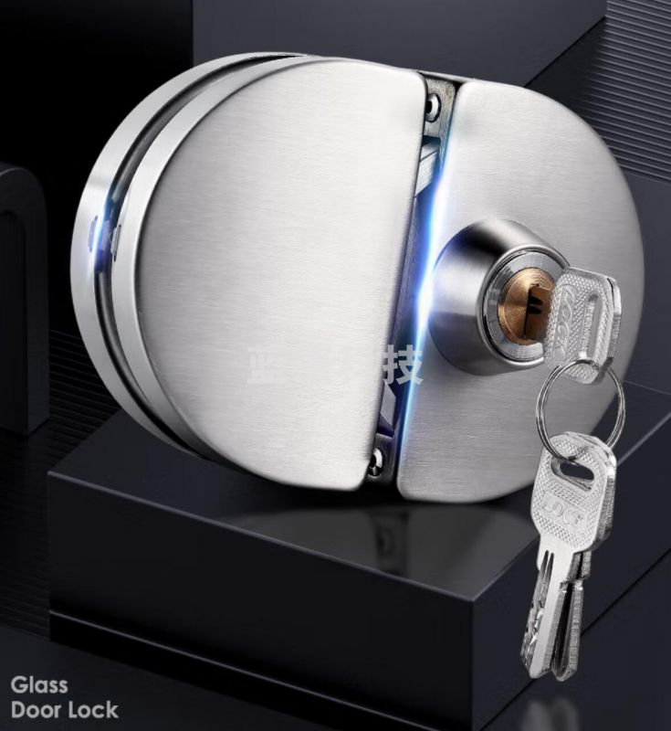 iGear 玻璃门锁 双门双开免开孔304不锈钢对开防盗玻璃门锁