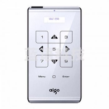 爱国者（aigo） USB3.0 移动硬盘 M21触控式 自动休眠上锁 数字加密移动硬盘 银色 1TB