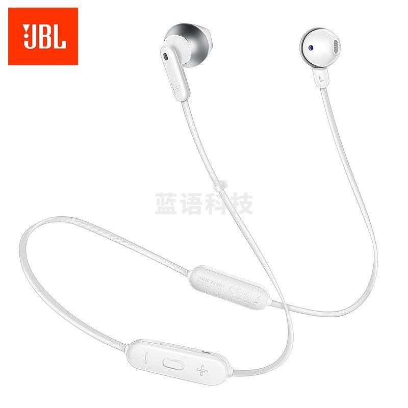 JBL TUNE215BT 无线蓝牙耳机 半入耳式运动耳麦 5.0高效传输 Type-C极速充电 超长续航 苹果安卓耳机 月光白