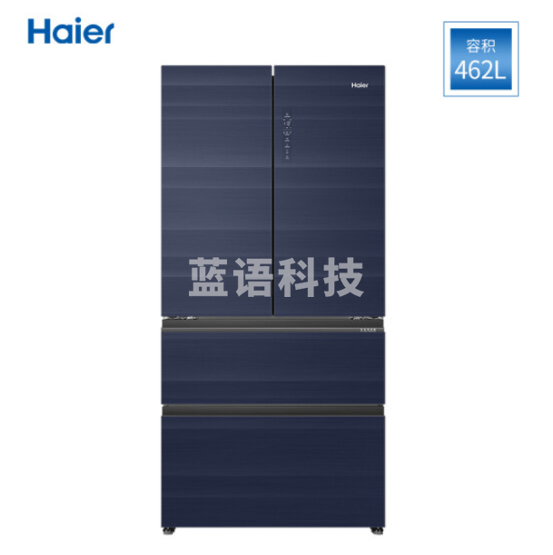 海尔BCD-462WGHFD15BJU1 462升变频风冷无霜 大容量晶釉蓝全空间 保鲜电冰箱 杀菌+零嵌入